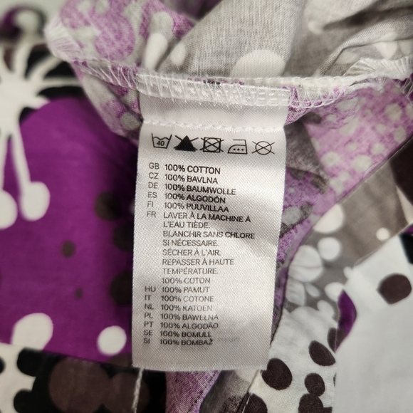 H&M Vintage Purple and White With Black Floral Patterned Dress. Size 8 Cottage - Picture 4 of 9